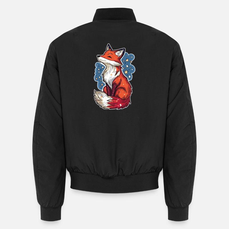 Fuchs und Sternenhimmel - Unisex Bomberjacke - Schwarz