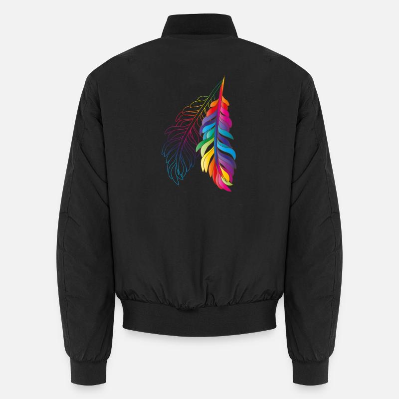 Rainbow feathers – colourful boho design Unisex Bomber Jacket