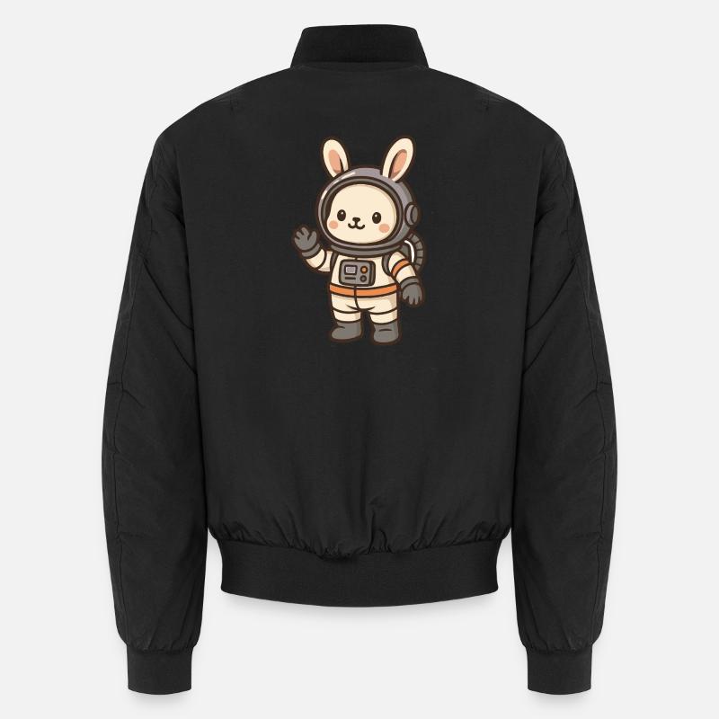Space bunny with astronaut helmet - Unisex Bomber Jacket - black