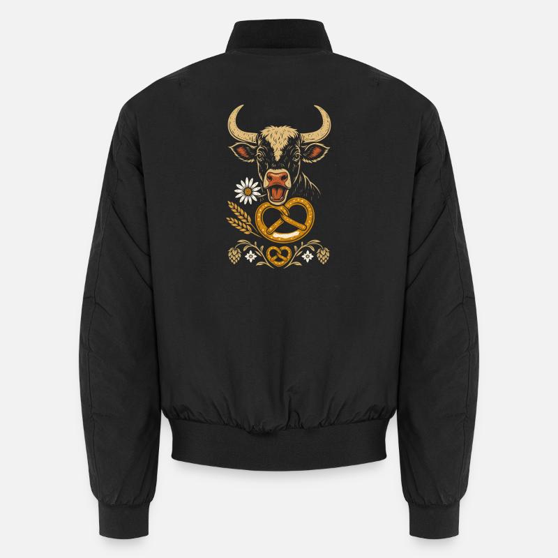 Wilde Kuh mit Brezel - Volksfest Design Unisex Bomberjacke