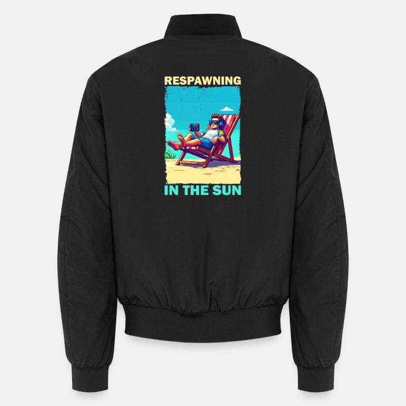 Pixelart Strandjugend mit Gaming-Elementen - Unisex Bomberjacke - Schwarz
