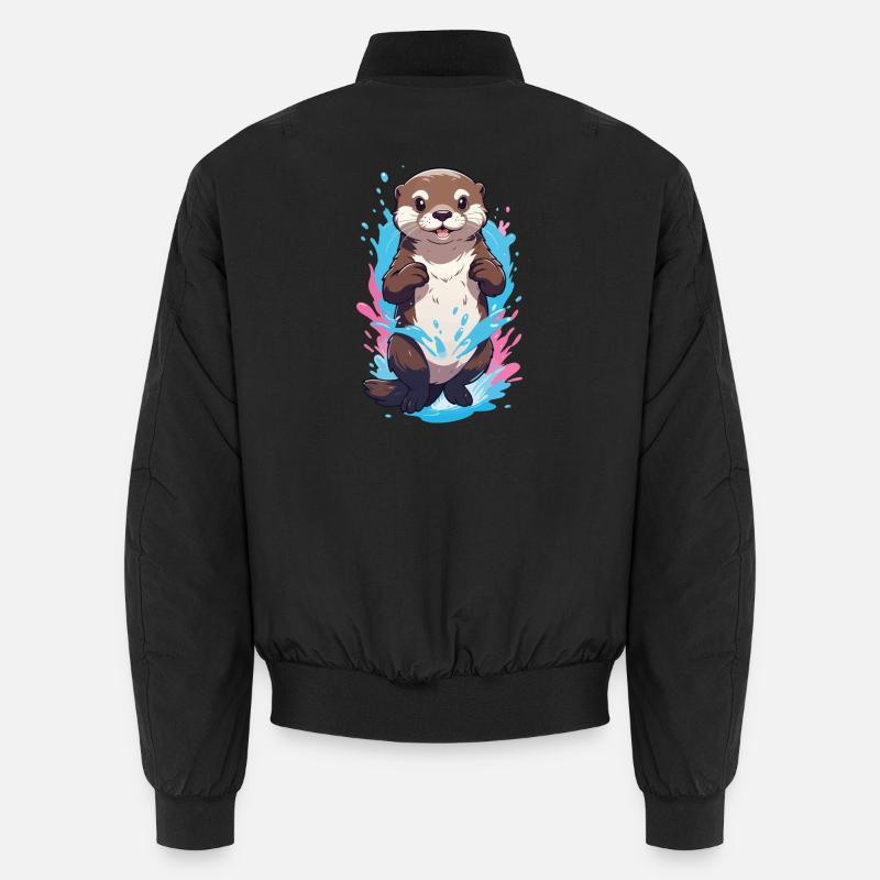 Cute Playful Otter Splash Joy Unisex Bomber Jacket