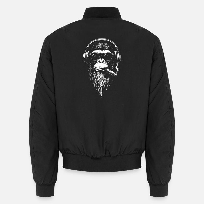 Chill DJ Monkey mit Kopfhörern - Unisex Bomberjacke - Schwarz