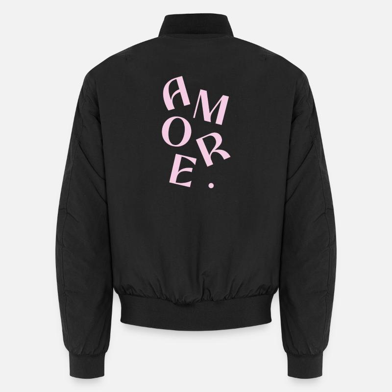 Amore Pink Typography Fragment Unisex Bomber Jacket