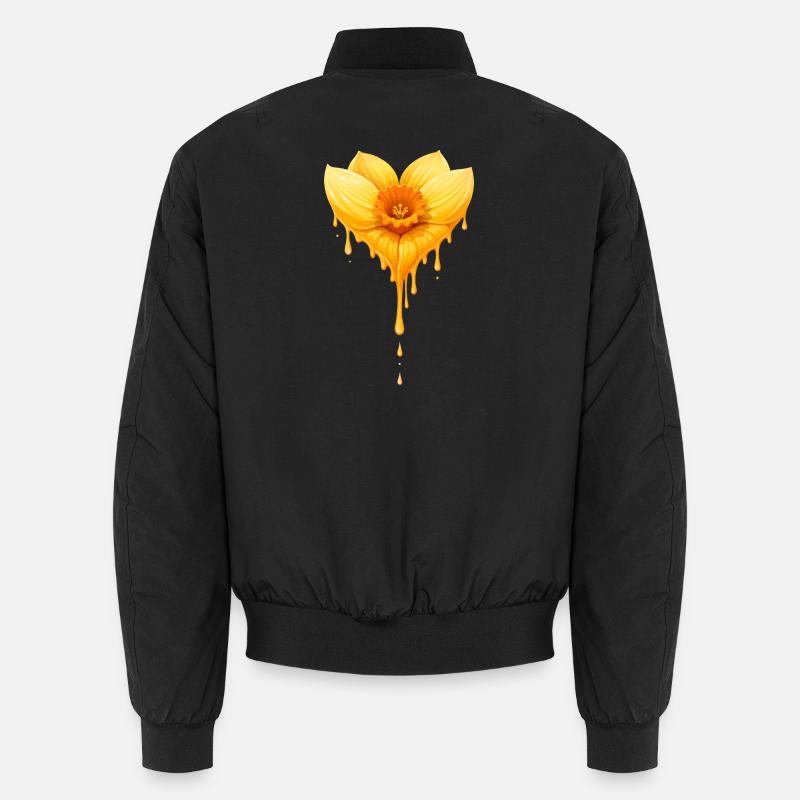 Daffodil Flower Heart Shape Illustration Unisex Bomber Jacket