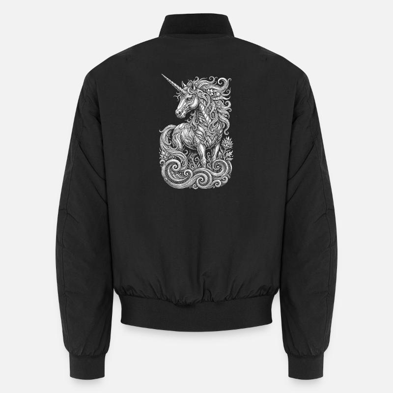 Himmlisches Einhorn in kunstvollen Wirbeln Unisex Bomberjacke