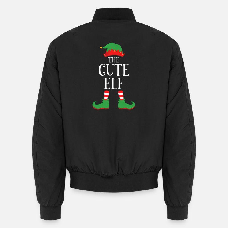 Cute Elf Typography - Unisex Bomber Jacket - black