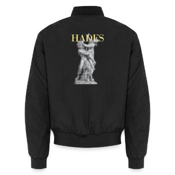 Hades-Halbton-Statue - Unisex Bomberjacke - Schwarz - Hinten - AI Model Male 185 light (185cm)