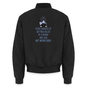 Humorvoller Bunny-Warnhinweis - Unisex Bomberjacke - Schwarz - Hinten - AI Model Male 185 light (185cm)
