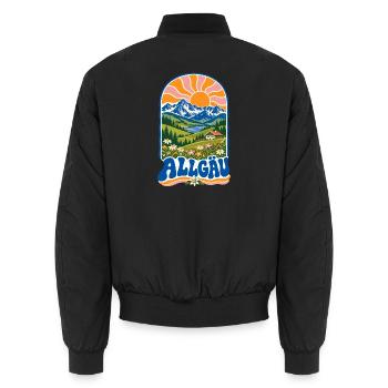 Allgäu Retro Alpine Nature - Unisex Bomberjacke - Schwarz - Hinten - AI Model Male 185 light (185cm)