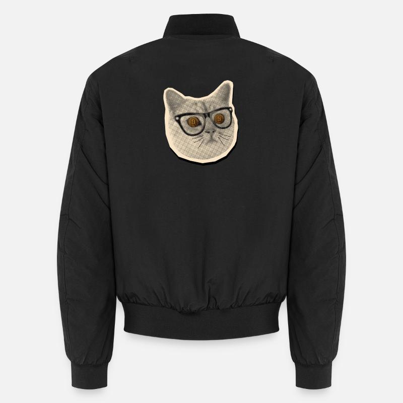 Chat comique avec des lunettes Bitcoin Bomber unisexe
