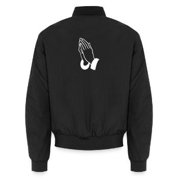 Art lineal des mains de prière - Bomber unisexe - noir - Dos - AI Model Male 185 light (185cm)