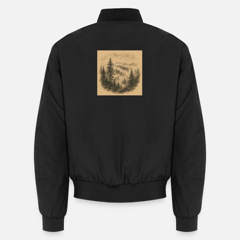 Sepia-Waldnebellandschaft Unisex Bomberjacke