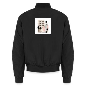 C44E0514-D160-4EC5-B75F-FFC0E88E6842 - Unisex Bomber Jacket - black - Back - AI Model Male 185 light (185cm)