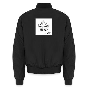 Via dello Stress: Stressabbau Humor - Unisex Bomberjacke - Schwarz - Hinten - AI Model Male 185 light (185cm)
