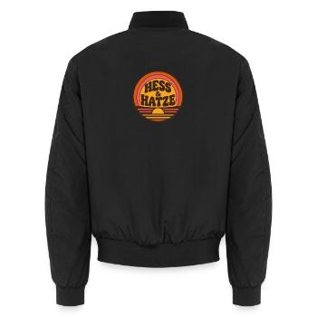 Hess und Hatze Retro rund - Unisex Bomberjacke - Schwarz - Hinten - AI Model Male 185 light (185cm)