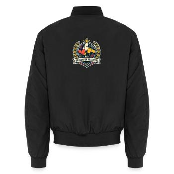 One team, one beat, one goal, team spirit - Unisex Bomber Jacket - black - Back - AI Model Male 185 light (185cm)