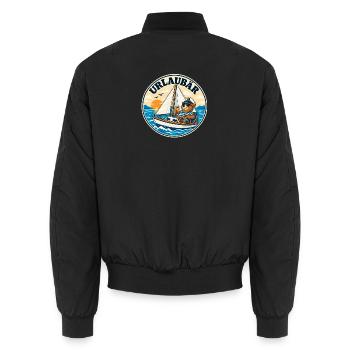 URLAUBÄR – Bär auf Segelurlaub - Unisex Bomberjacke - Schwarz - Hinten - AI Model Male 185 light (185cm)