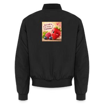 Guck nicht so, freches Früchtchen! - Unisex Bomberjacke - Schwarz - Hinten - AI Model Male 185 light (185cm)