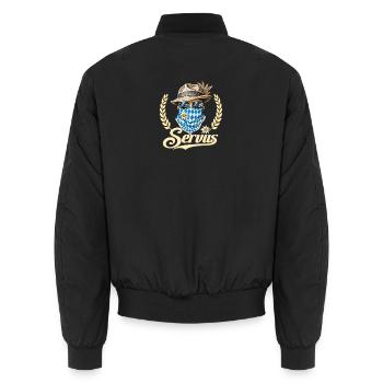 Servus Bayern Edelweiss - Unisex Bomberjacke - Schwarz - Hinten - AI Model Male 185 light (185cm)