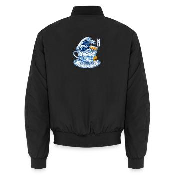 Japanische Welle in Teetasse Kunst - Unisex Bomberjacke - Schwarz - Hinten - AI Model Male 185 light (185cm)