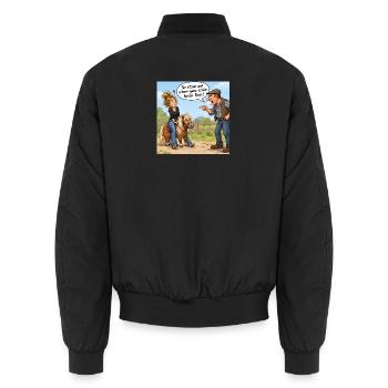 Auf dem hohen Ross - Unisex Bomberjacke - Schwarz - Hinten - AI Model Male 185 light (185cm)
