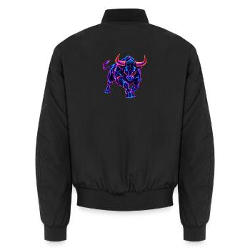 Neon Wall Street Bullenmacht - Unisex Bomberjacke - Schwarz - Hinten - AI Model Male 185 light (185cm)