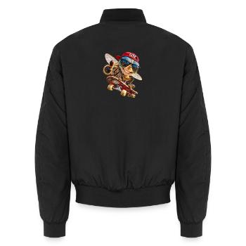 "Fly with me" - Unisex Bomberjacke - Schwarz - Hinten - AI Model Male 185 light (185cm)