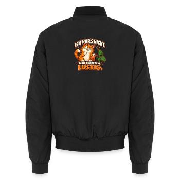Freche Katze – Ich war’s nicht.  - Unisex Bomberjacke - Schwarz - Hinten - AI Model Male 185 light (185cm)