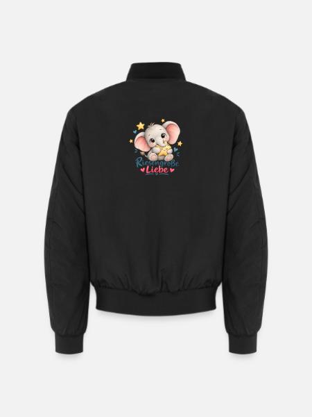 Riesengroße Liebe Elefant mit Stern - Unisex Bomberjacke - Schwarz