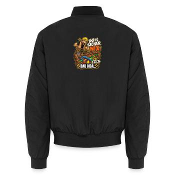 Tiefbauer – Do is sicher nix! - Unisex Bomberjacke - Schwarz - Hinten - AI Model Male 185 light (185cm)