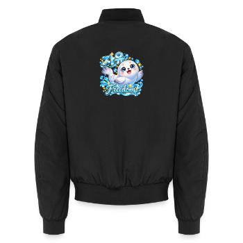 Kuscheliger Robbe Freiheit Design - Unisex Bomberjacke - Schwarz - Hinten - AI Model Male 185 light (185cm)