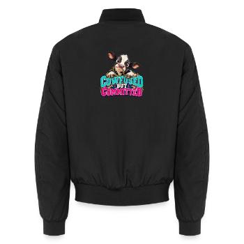 Cowfused But Committed - Unisex Bomberjacke - Schwarz - Hinten - AI Model Male 185 light (185cm)
