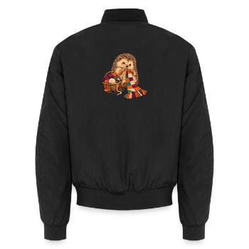 Igel häkelt einen Patchwork-Schal - Unisex Bomberjacke - Schwarz - Hinten - AI Model Male 185 light (185cm)