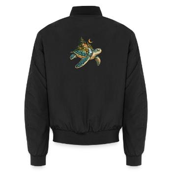 Insel auf der Arche: Magic Turtle - Unisex Bomberjacke - Schwarz - Hinten - AI Model Male 185 light (185cm)