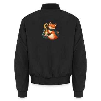 Winterfuchs mit blauem Laternenschal - Unisex Bomberjacke - Schwarz - Hinten - AI Model Male 185 light (185cm)