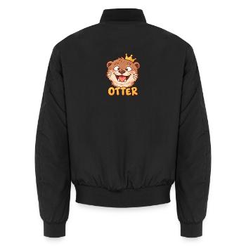 OTTER – Lustiger Otter mit Krone - Unisex Bomberjacke - Schwarz - Hinten - AI Model Male 185 light (185cm)