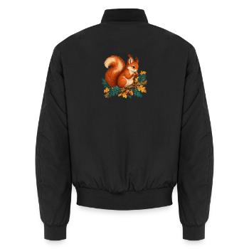 Herbsthörnchen auf Ast - Unisex Bomberjacke - Schwarz - Hinten - AI Model Male 185 light (185cm)