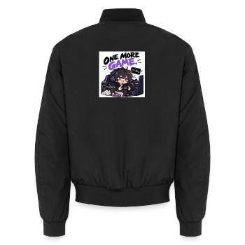 One More Game: Chibi Gamer Stil - Unisex Bomberjacke - Schwarz - Hinten - AI Model Male 185 light (185cm)