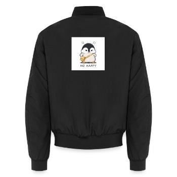 No Happy Pinguin mit Gelber Tasche - Unisex Bomberjacke - Schwarz - Hinten - AI Model Male 185 light (185cm)