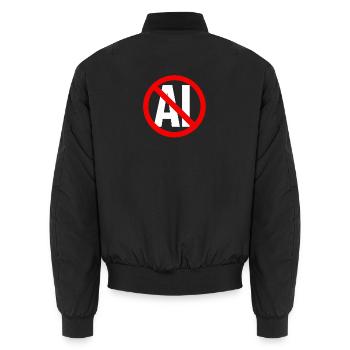 Anti-KI-Schleim - Unisex Bomberjacke - Schwarz - Hinten - AI Model Male 185 light (185cm)