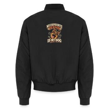 Meine Lieblingsperson ist mein Hund – der Deutsche Schäferhund - Unisex Bomberjacke - Schwarz - Hinten - AI Model Male 185 light (185cm)
