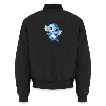 Niedlicher blauer Weltraumfreund - Unisex Bomberjacke - Schwarz - Hinten - AI Model Male 185 light (185cm)