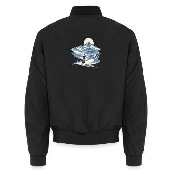 Alpine Cycling – Rennvelo auf dem Alpenpass - Unisex Bomberjacke - Schwarz - Hinten - AI Model Male 185 light (185cm)