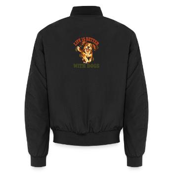 Das Leben ist besser mit Hunden – Happy Dog Retro Art - Unisex Bomberjacke - Schwarz - Hinten - AI Model Male 185 light (185cm)