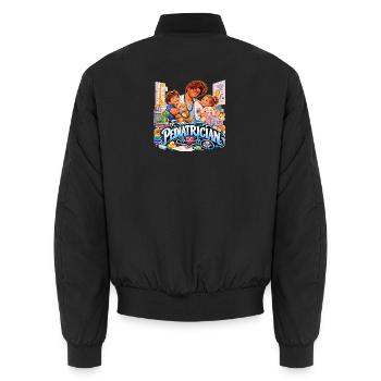 Infantiler Kinderarzt – Kuscheln und Diagnostik - Unisex Bomberjacke - Schwarz - Hinten - AI Model Male 185 light (185cm)