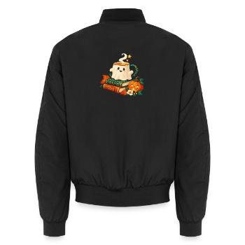 Verzauberte Tasse Herbstbücher - Unisex Bomberjacke - Schwarz - Hinten - AI Model Male 185 light (185cm)