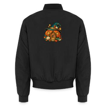 Verzaubertes Kürbishaus - Unisex Bomberjacke - Schwarz - Hinten - AI Model Male 185 light (185cm)