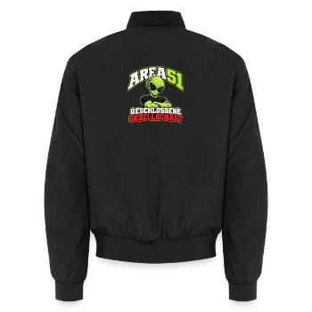 Area 51 – Geschlossene Gesellschaft - Unisex Bomberjacke - Schwarz - Hinten - AI Model Male 185 light (185cm)