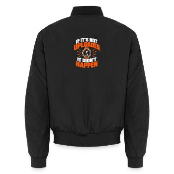 Wenn es nicht hochgeladen wird, ist es nicht passiert, Shirt - Unisex Bomberjacke - Schwarz - Hinten - AI Model Male 185 light (185cm)